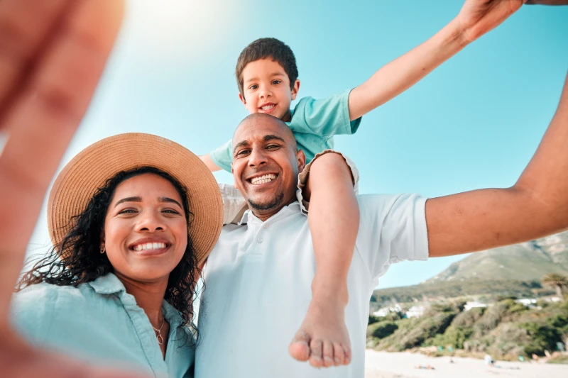 family taking selfie
